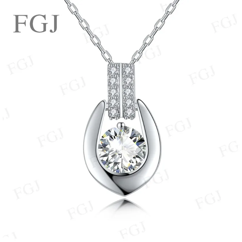 

Ожерелье из стерлингового серебра 925 пробы, круглое 6,5 мм, 1 карат, цвет D, VVS1, кулон, ювелирные изделия, 100% настоящее серебро, подарки на годовщину свадьбы для женщин