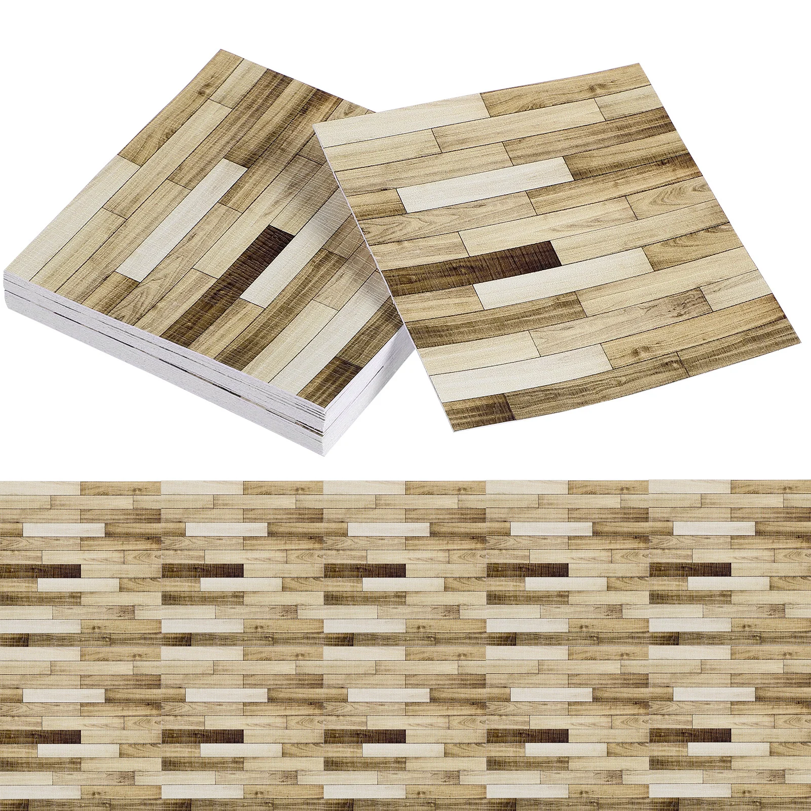 

40Pcs Tile Stickers Peel and Stick - 3.9x3.9 Inch Wood Grain Vinyl Floor Coverings for Kitchen Bathroom Floor Wall Upgrade