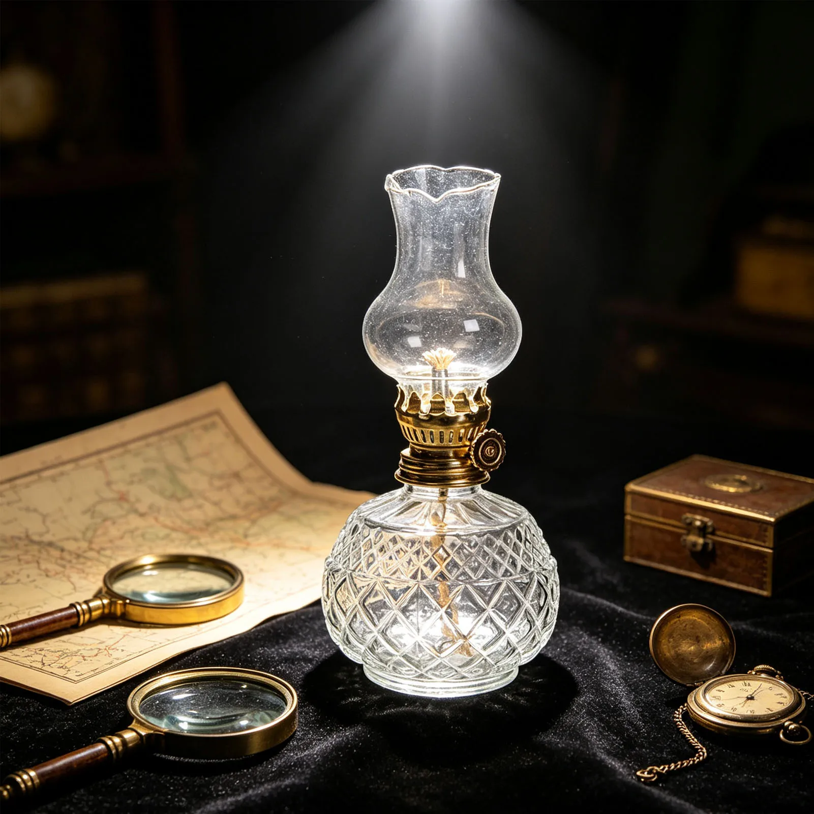 Vintage Glass Oil Lamp 7.9in Indoor Use Kerosene Lamp with Adjustable Flame Portable Tabletop Decor Oil Lamps for Indoor Use