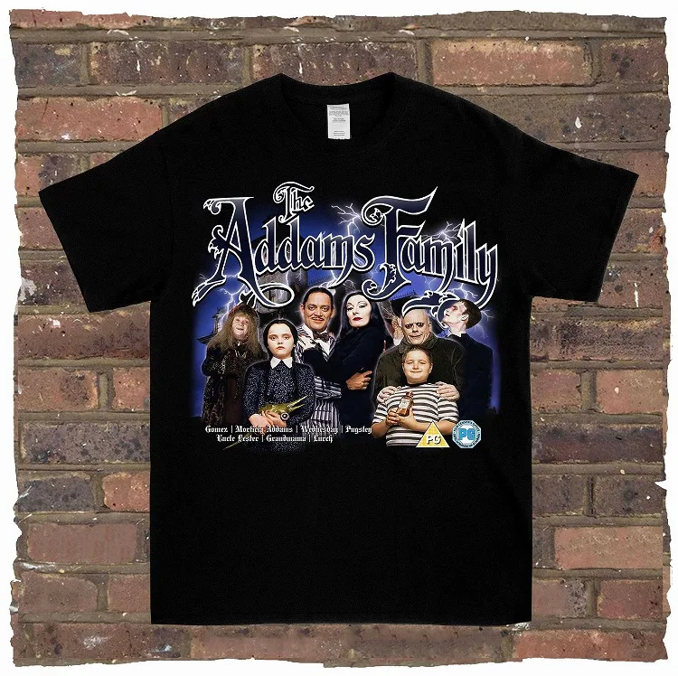 Camiseta de moda para hombre 2025, nueva camiseta de manga corta de marca de moda con estampado Vintage de edición limitada de la familia Adams de algodón puro