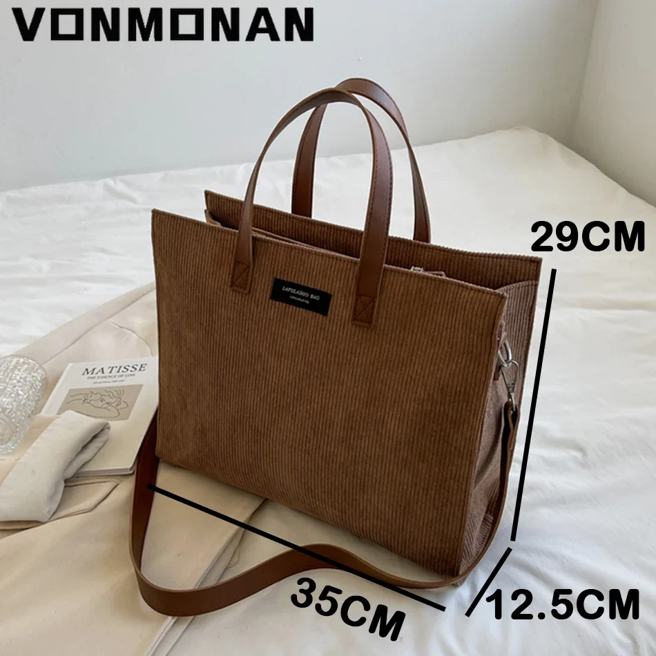 Women Vintage Corduroy Handbag Purses Luxury Designer Shoulder Crossbody Messenger Tote Bags Large Capacity Branded Shopper New