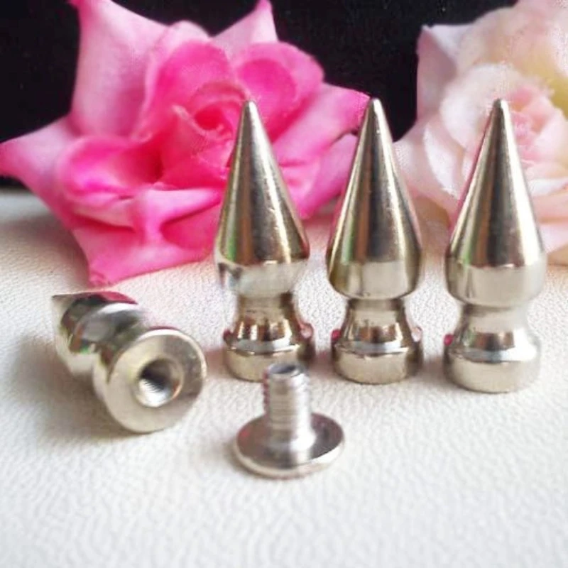 Silver Cone Studs and Spikes Metal Double Cap Rivets Stud Round Nail Rivet DIY Clothes Shoes Bag Clothing Accessories