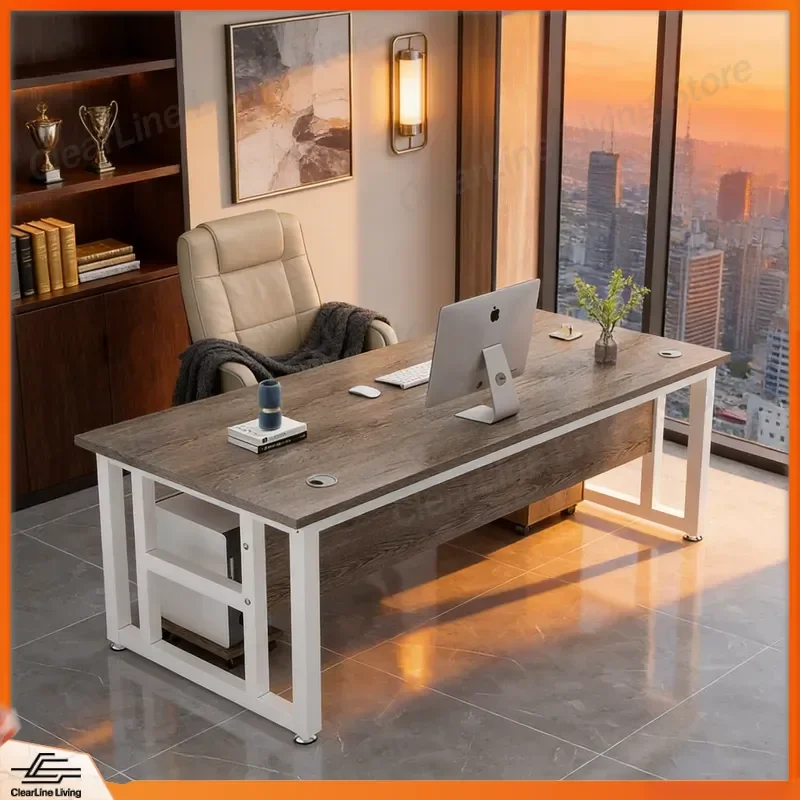 Modern Steel Frame Boss Desk for Business Manager Taipan Office Supervisor Desktop Workstation Spot Supply