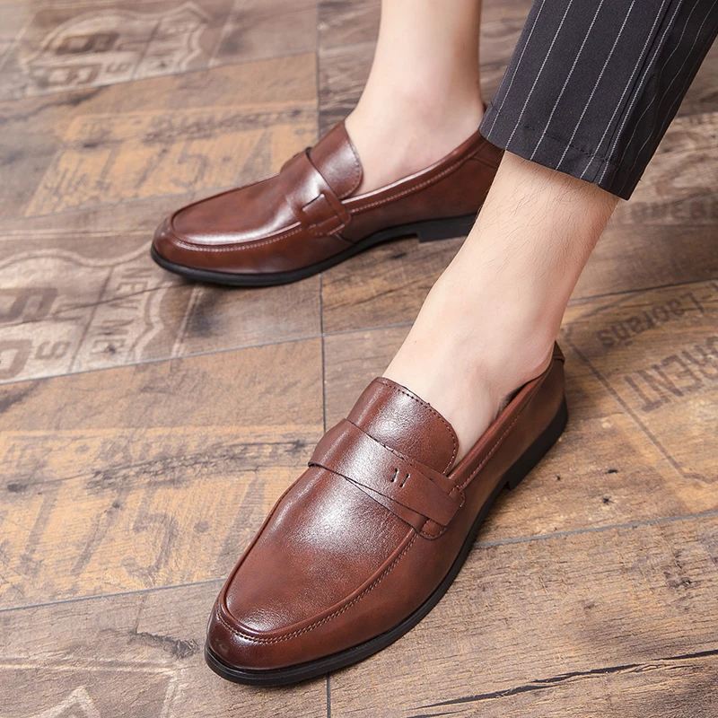 

Модные повседневные кожаные туфли для мужчин: классические лоферы, элегантные деловые туфли, мужские повседневные кожаные лоферы для бизнеса