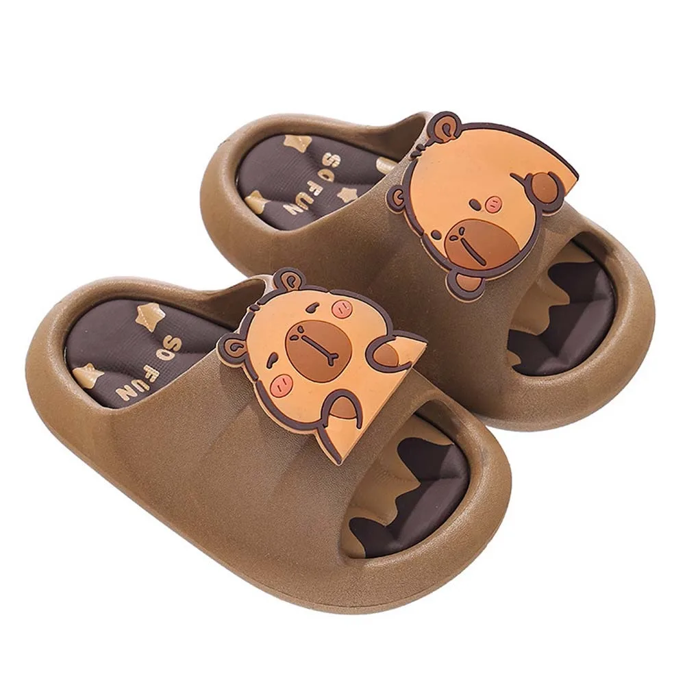 PVC Cute Capybara Slippers Anti-slip Soft Cartoon Animal Slippers Resilience Thickened Children's Bathroom Sandals Summer