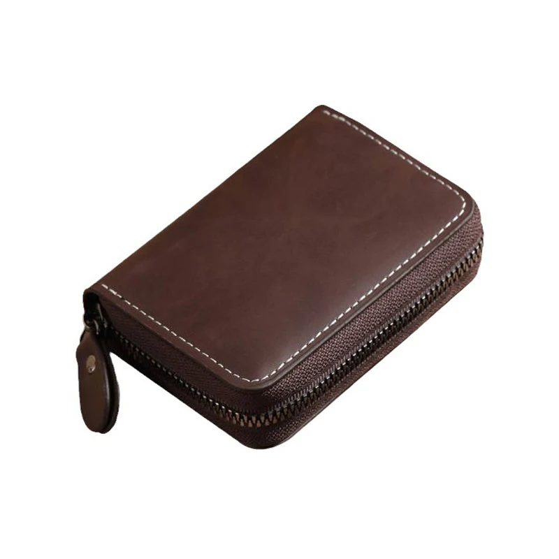 Multi Slot Card Holder Vintage Small Wallet Women Men Business ID Cards Bank Credit Card Bag Male Coin Pouch Zipper Wallet