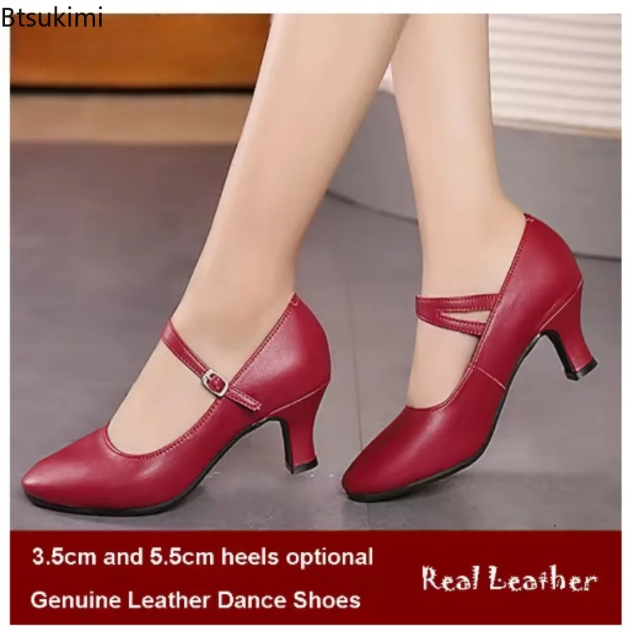 Neue Echtleder-Tanzschuhe mit Weicher Sohle für Damen, Mädchen, Modern Tango, Samba, Latein-Tanzschuhe, Damen-Sandalen, Salsa-Schuhe