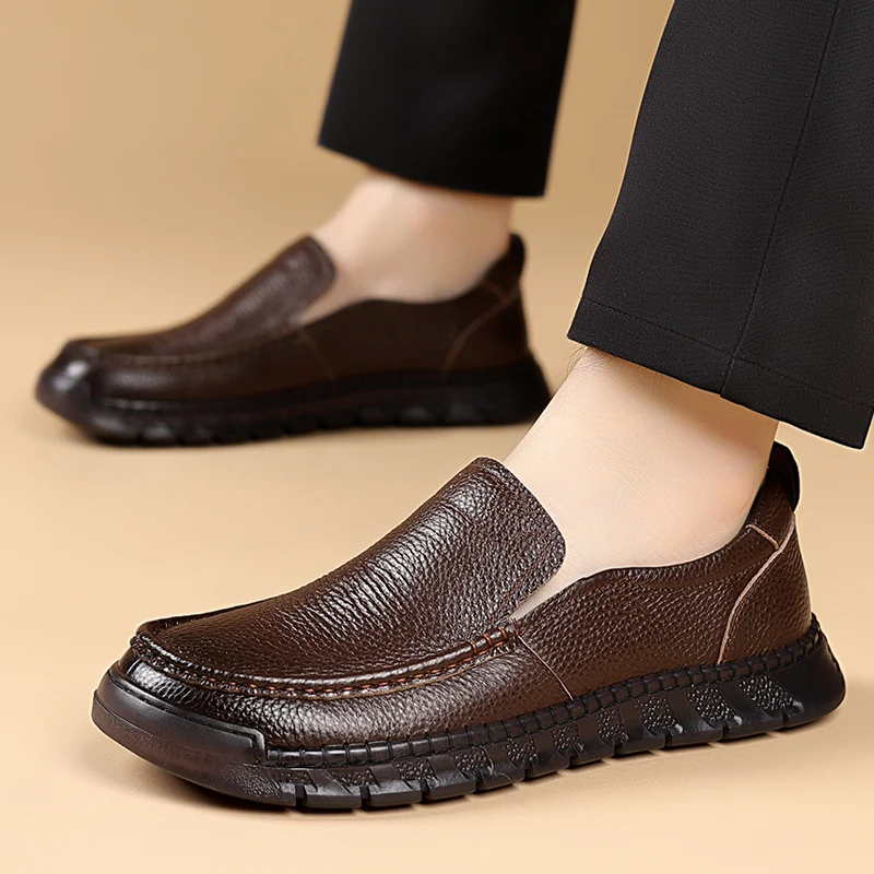 

Men's Casual Leather Shoes slip on Comfortable sewing Business Men shoes Leather Loafers Shoes men moccasins