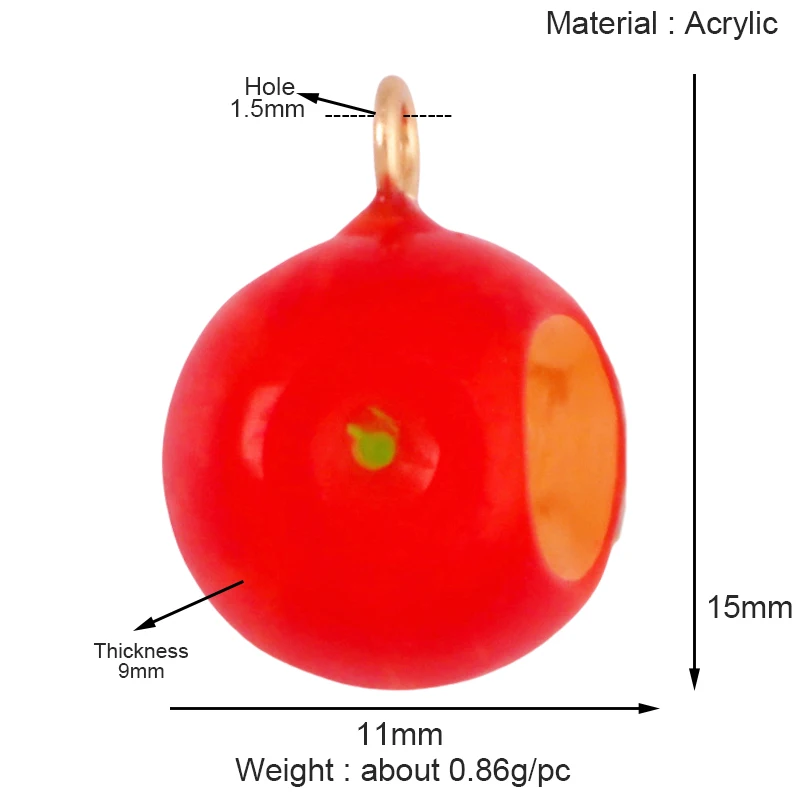 Arylic 3D Obst Erdbeere Traube Mango Durian Wassermelone Kirsche Granatapfel Charm Anhänger, Schmuck Halskette Armband Versorgung S18 – Detail 16