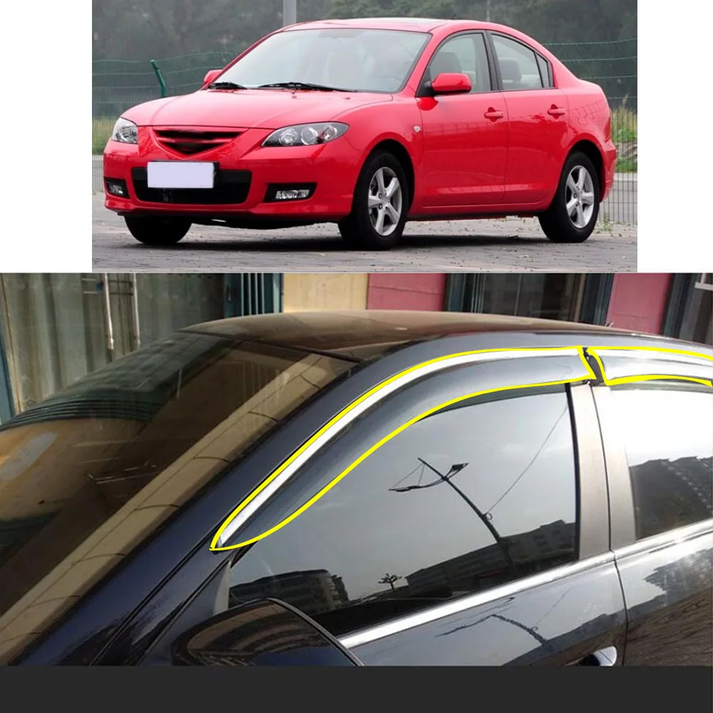 

Car Sticker Plastic Window Glass Wind Visor Rain/Sun Guard Vent For MAZDA 3 MAZDA3 Sedan 2006-2007 2008 2009 2010 2011-2012