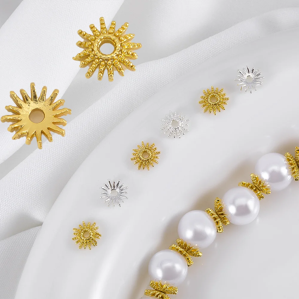 

18K Gold Plated 6mm Brass Spacer Beads Caps Flower Beads Caps For Bracelet Making Beads Caps DIY Accessories Crafts Wholesale