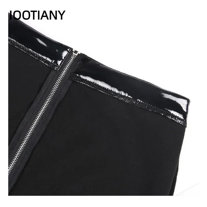 CosplaySexy أحمر أسود بولي PU فو الجلود بناطيل ضيقة مفتوحة المنشعب طماق المرأة سستة مفتوحة المنشعب سليم بنطلون