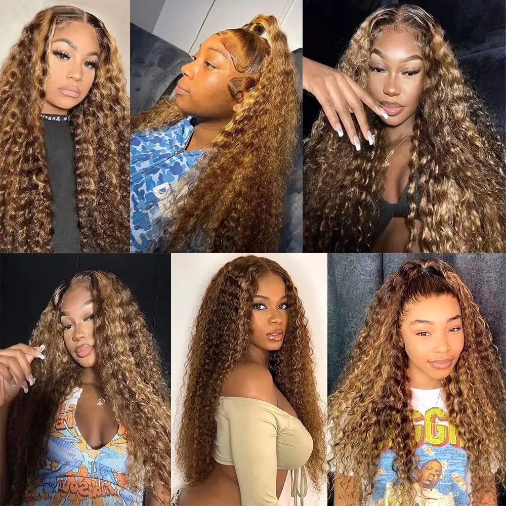 Bundel Rambut Manusia Sorot dengan Penutup Gelombang Dalam Longgar 22 24 26 + 20 Inci 4X4 HD Penutup Renda P4/27 Bundel Jalinan Rambut Mentah