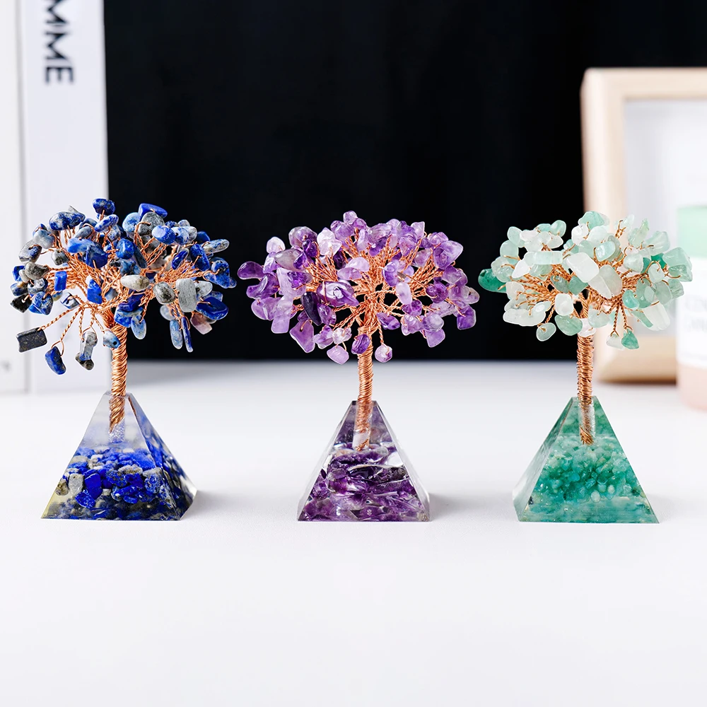 Natürliche Stein Rose Quarz Orgonite Pyramide Basis Kristall Baum Energie Schutz Heilende Meditation Reiki Chakra Feng Shui Bäume – Detail 3