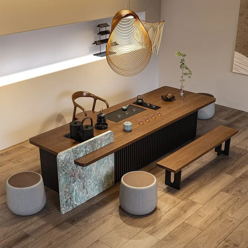

Modern Simple Solid Wood Tea Table Tea Table Island Taiwan Household Light Luxury Tea Table and Chair Combination