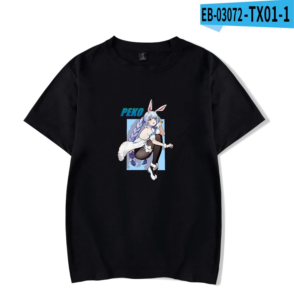 VTuber-T-shirt imprimé Usada Pekora, col rond, manches courtes, streetwear japonais populaire, grande taille, mode estivale