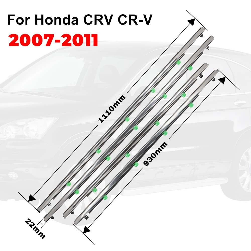 혼다 CRV CR-V 2007 - 2011 용 자동차 창문 웨더스트립 실버, 측면 문짝 유리 창 씰링 스트립 웨더스트립 몰딩 트림