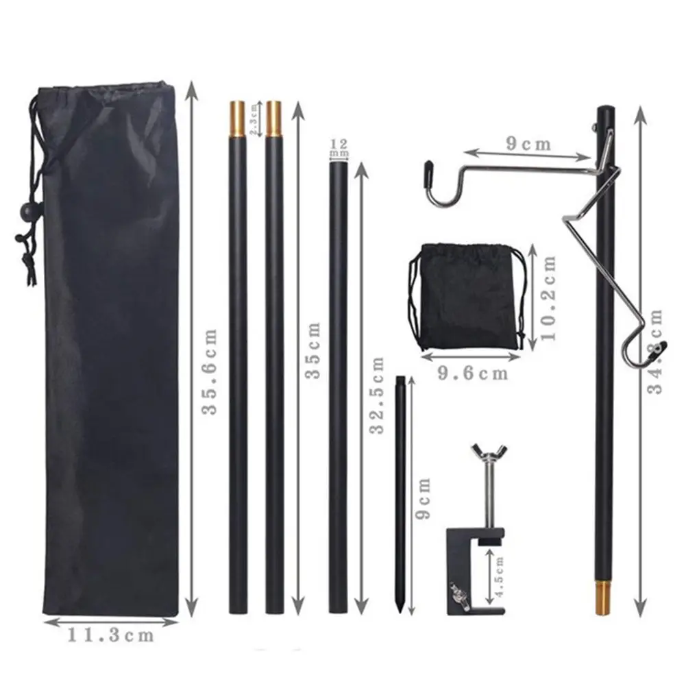 

Folding Lantern Stand Pole Aluminum Stand Expansion Size 120cm Lantern Hook Sturdy Metal Construction Easy To Carry