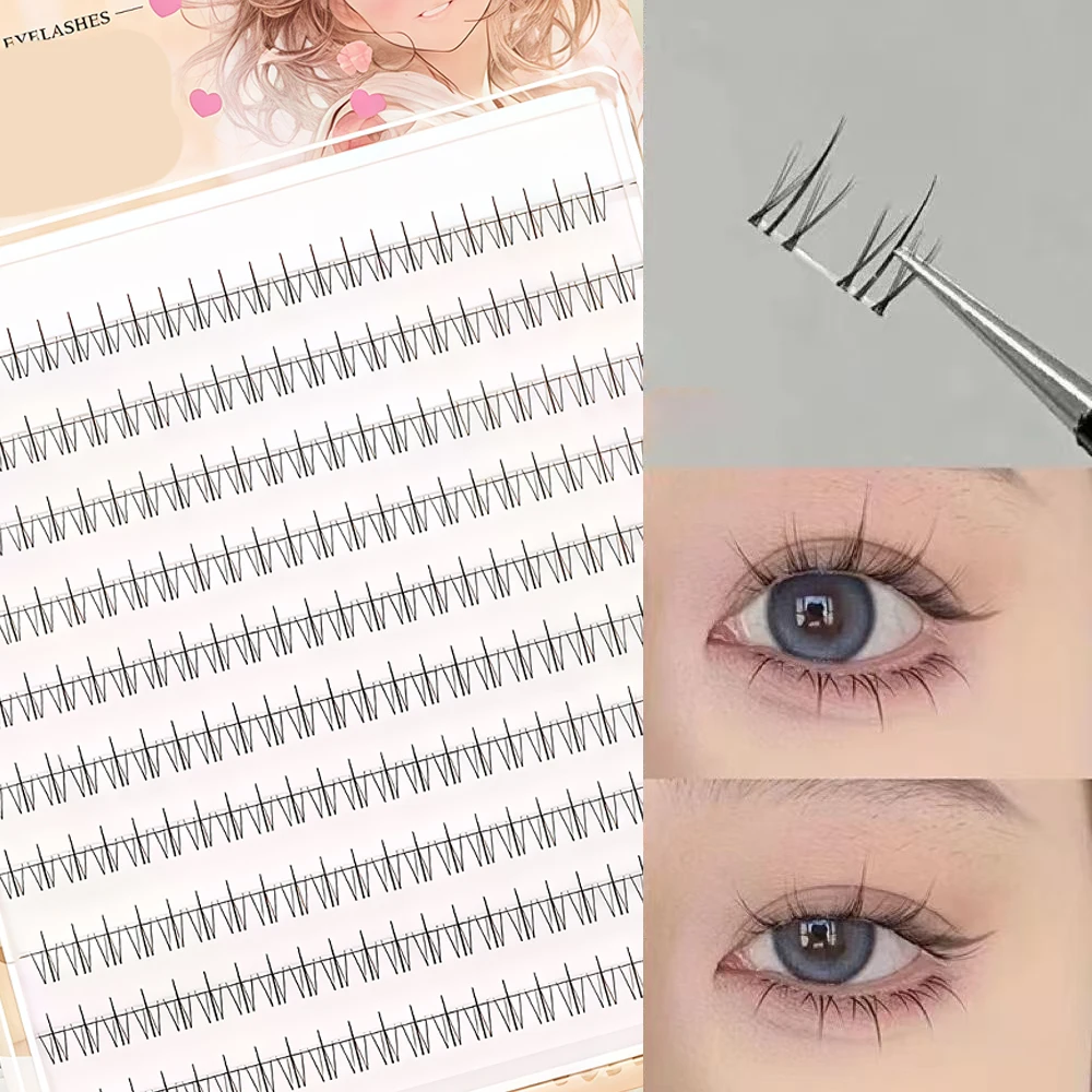 ขนตาปลอมแบบช่อเดี่ยว Dream Deer 10 แถว 240 ช่อ ขนตาล่างแบบเปลวไฟเล็ก 240 ช่อ ความจุมาก บรรจุภัณฑ์ใส