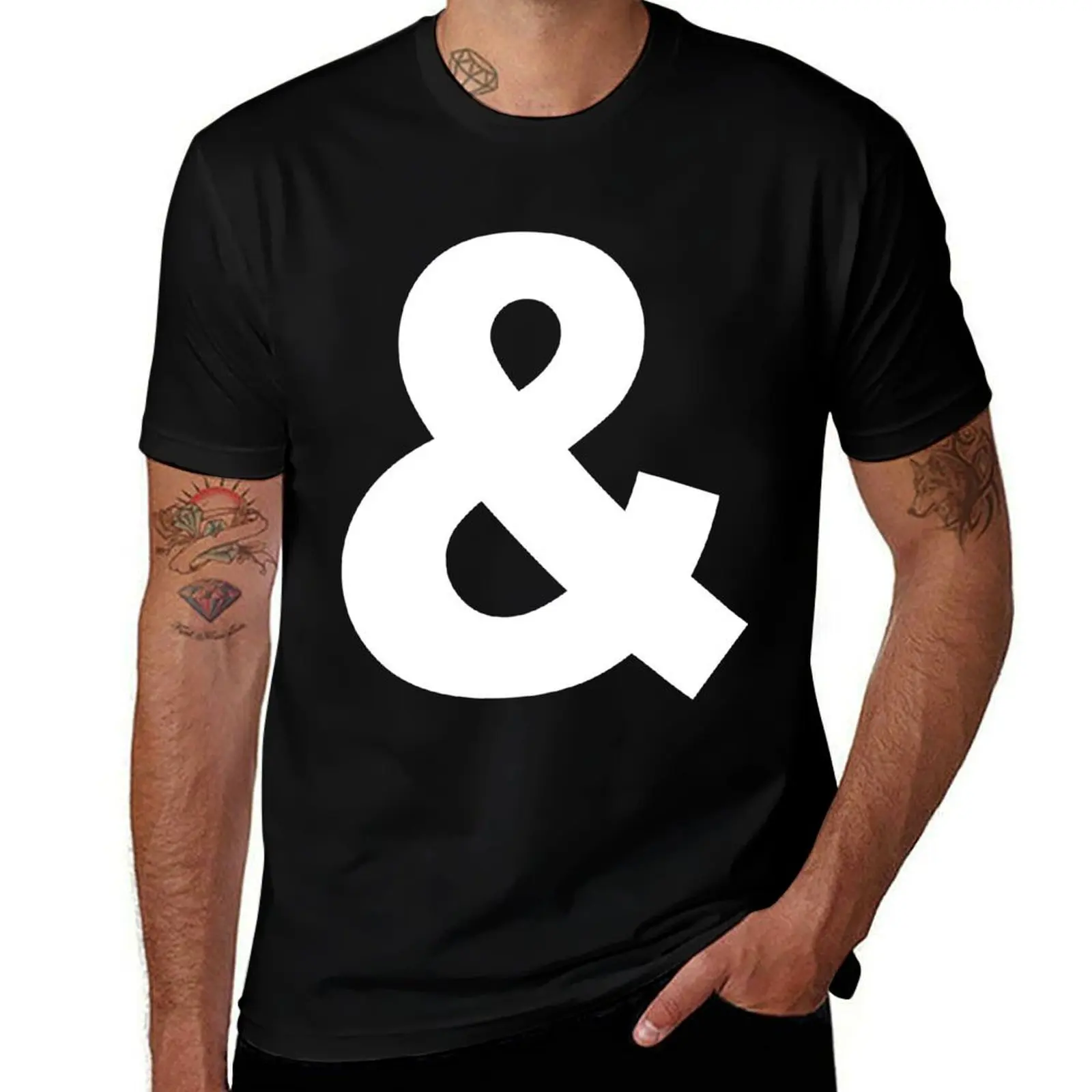 تي شيرت Ampersand - تي شيرت Arial Black Streched تي شيرت للرجال تي شيرت أنيمي