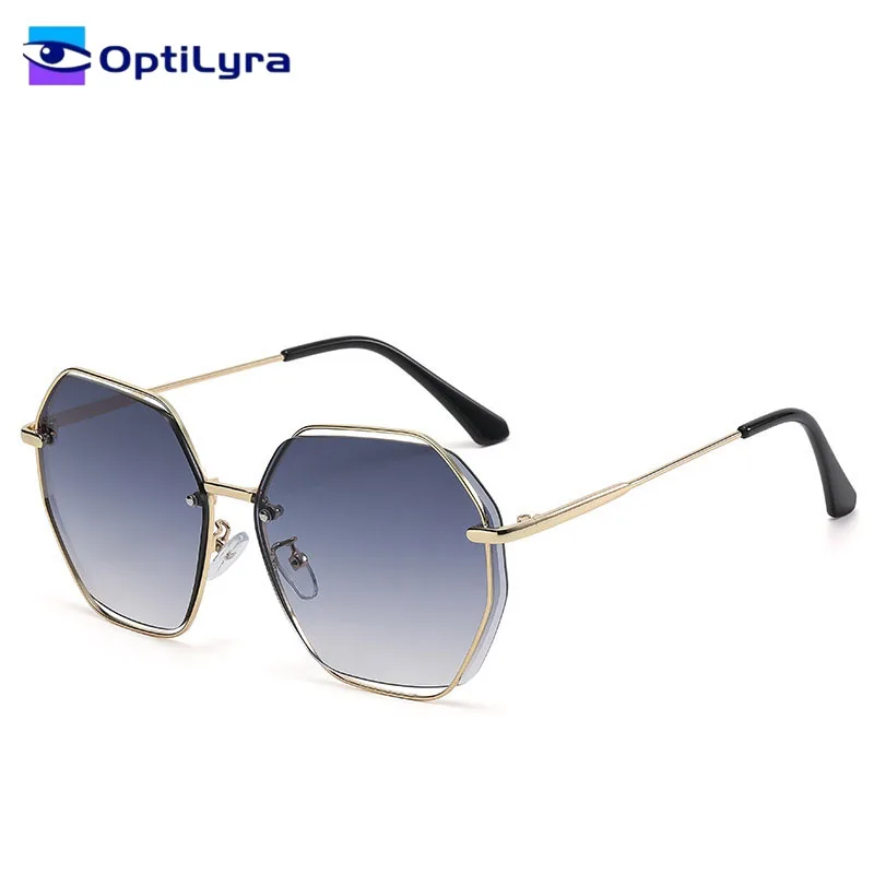 

OptiLyra Brand Fashionable Polygonal Frameless Sunglasses Travel UV400 Protective Glasses Men Women Fashion Sunglasses