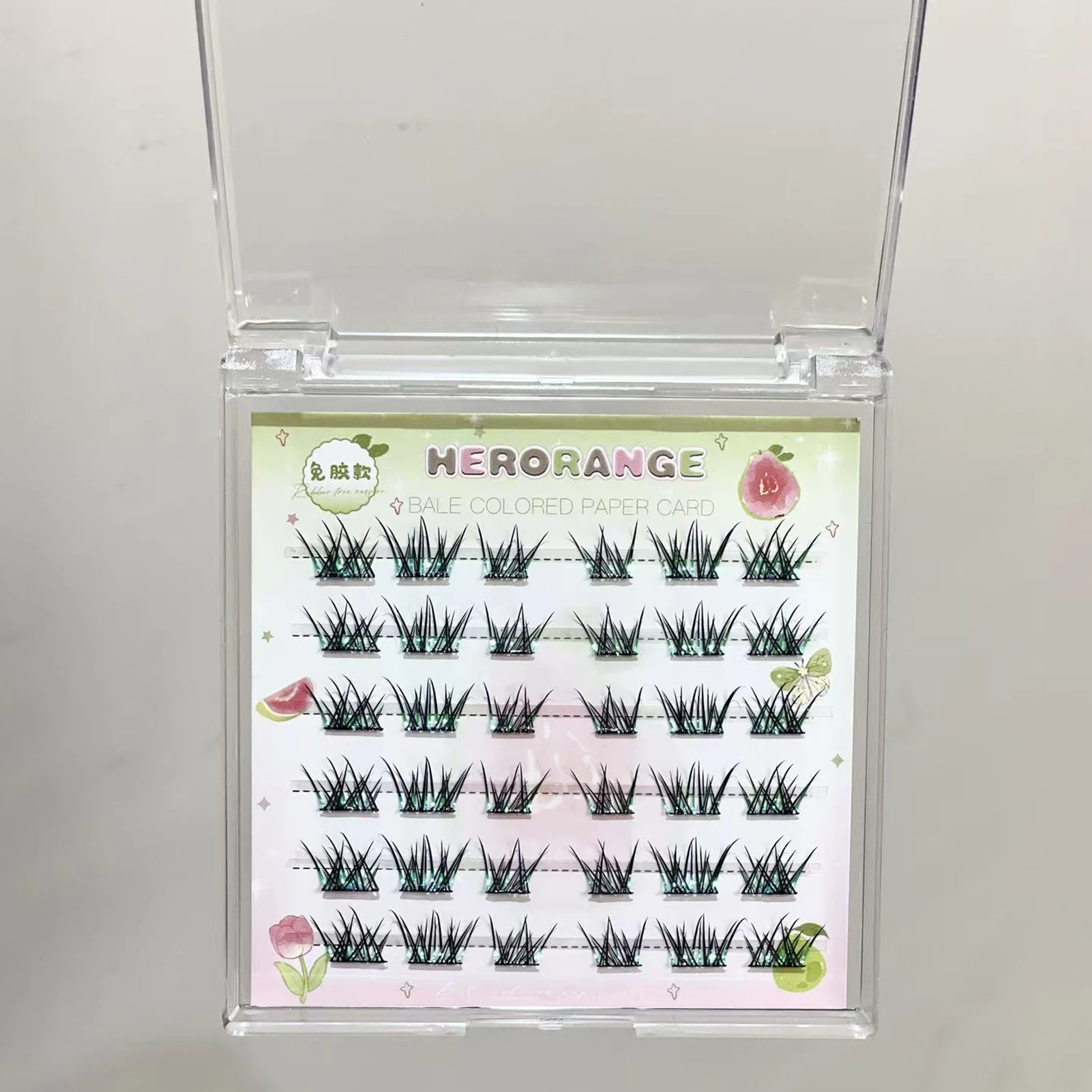 3/6/10 صفوف أسود أخضر متدرج الرموش الصناعية على شكل ثعلب مانغا الجنية رموش اصطناعية مجزأة كوس ماكياج رموش طبيعية تمديد #5