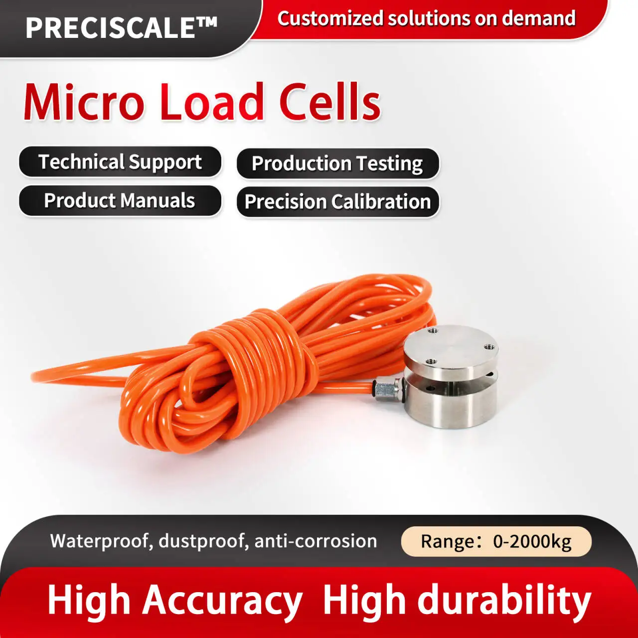 

Preciscale Micro Load Cell Sensor Outside diameter 25,Test Pressure and Compressive Force,Alloy Steel,φ3*2M,60lb、100lb、200lb