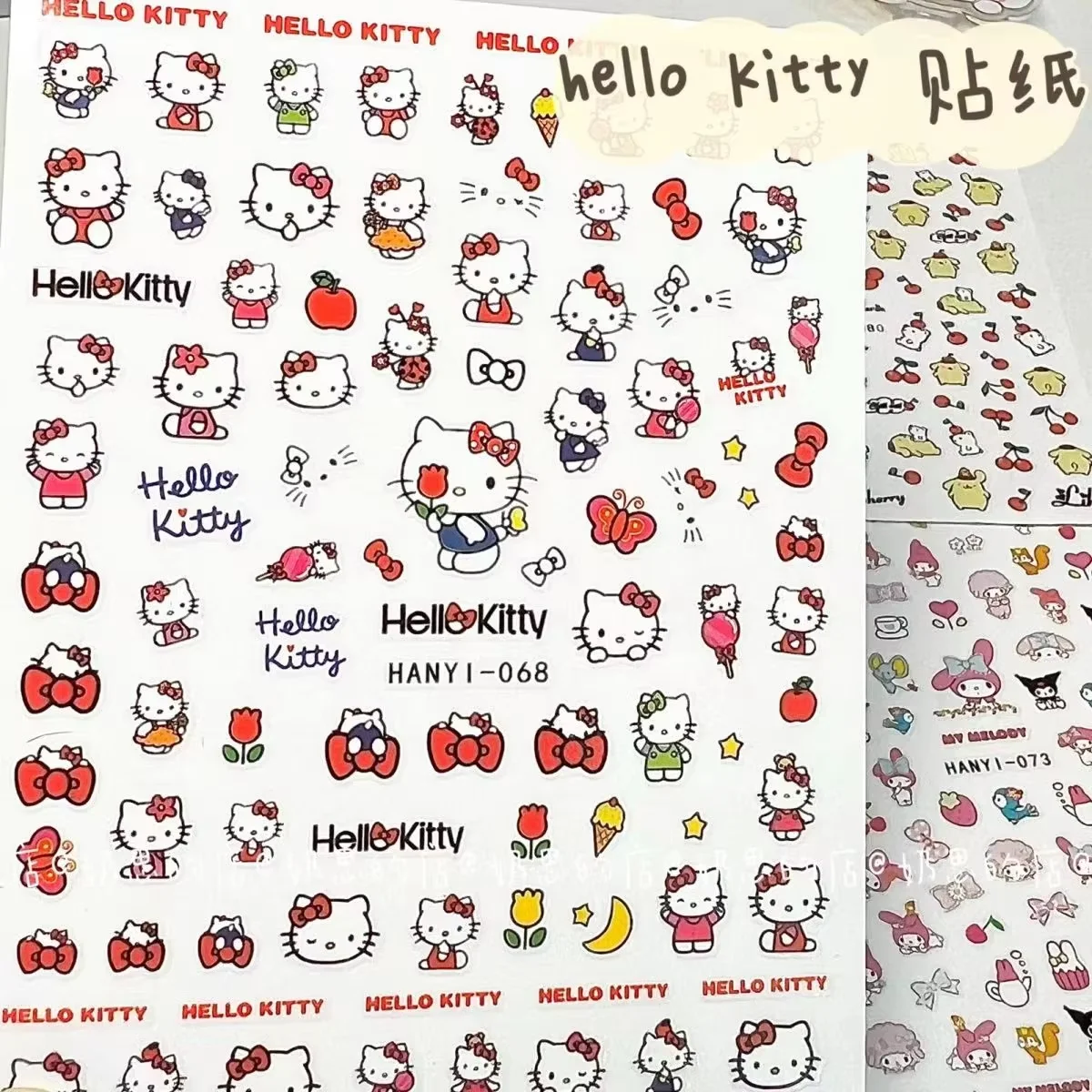 

1 sheet Super cute Melody Bunny Gemini hellokitty Japanese Nail Art cartoon back adhesive nail sticker