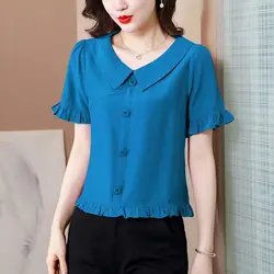 Women Blouse Summer women's T-shirt ultra soft bat sleeves simple fashionable short sleeves top sleeveless vest underneath Shirt