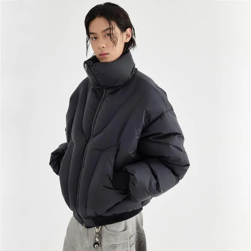 HKSH Autumn Winter New Men's Trendy American Style High Street Short Down Jacket Elegant Casual Stand Collar Padded Coat HK13057