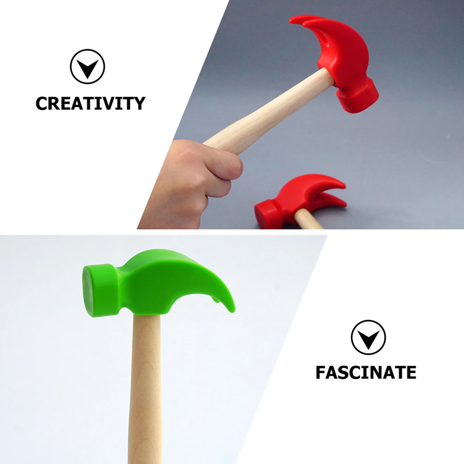 4 قطعة المطرقة الخشبية 16.50X8.00X2.50 سنتيمتر المطارق محاكاة للأطفال التعليمية التظاهر اللعب أدوات الصيانة الأطفال #3