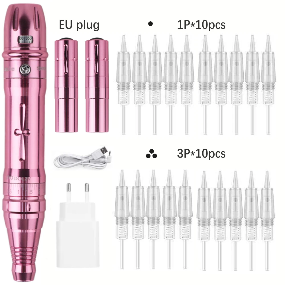 Complete permanente wenkbrauwmake-upmachinekit - Microblading tattoo-pen tattoo-pen met 20 stuks tattoo-naalden tattoo-benodigdheden