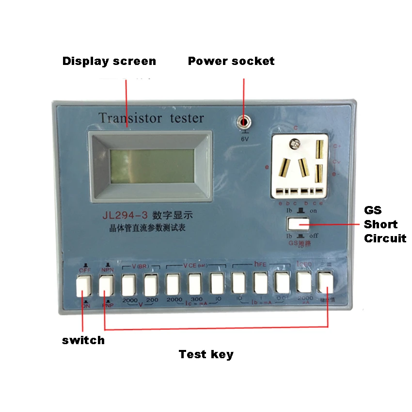 New JL294-3 Transistor Tester Test Transistor DC Parameter Withstand Voltage Meter VBR VCE HFE ICEO