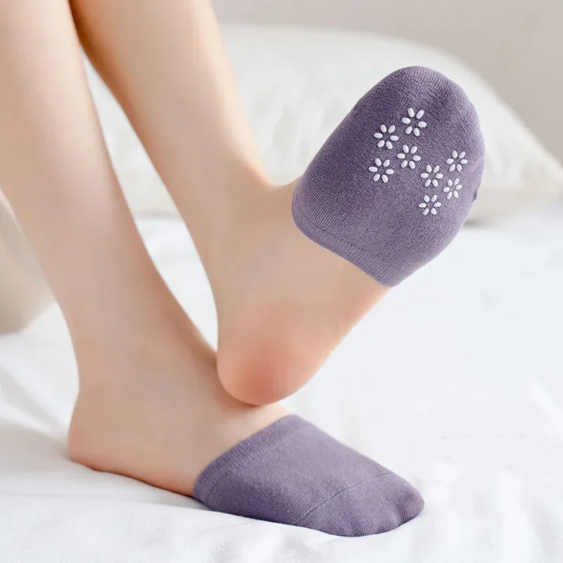 Solid Color Forefoot Half Socks for Women Summer Cotton Sock Slippers Breathable Invisible Silicone Non Slip Casual Simple Socks