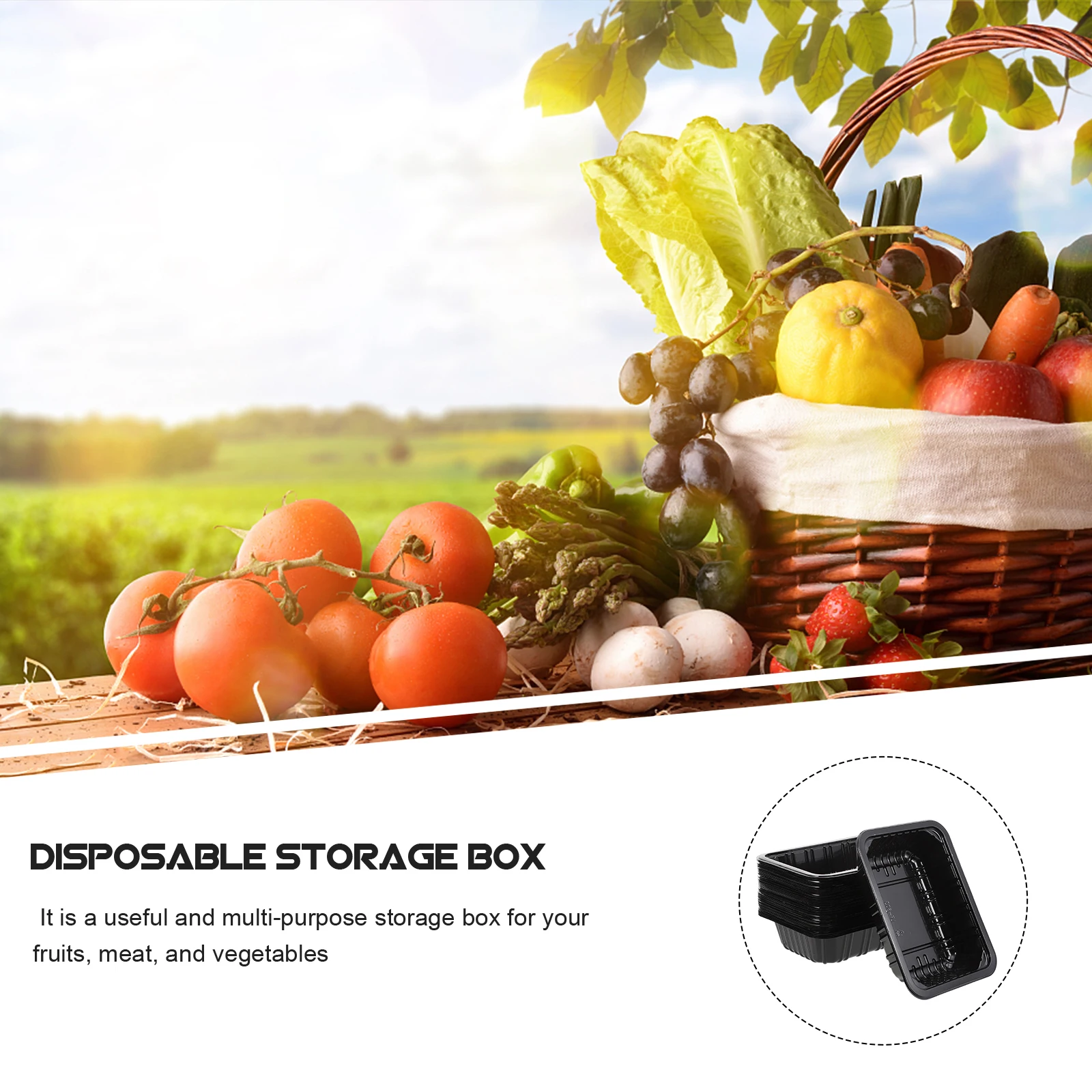 

50 Pcs Disposable Food Storage Boxes Plastic Containers Fruit Packing Box Eco Friendly Safe Practical Easy to Use