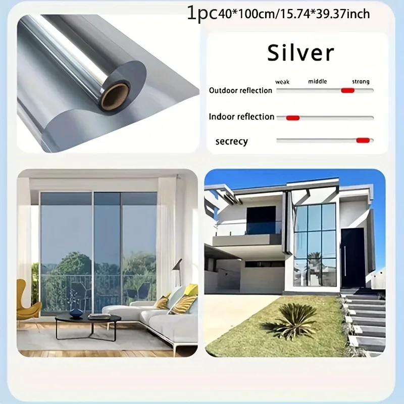 3pcs One-Way Sun Privacy Window Film Set - Heat Control, Blocking, 99% Sun Blocking, PET Material, Easy & Stick Installation