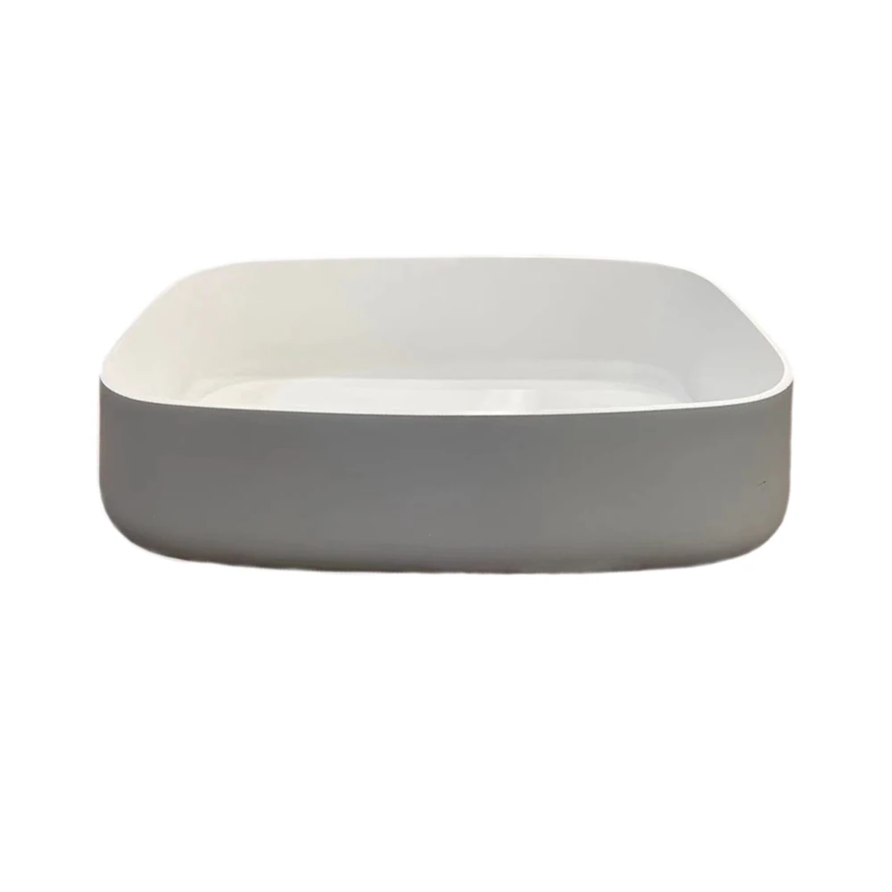 

595X385X150mm Bathroom Rectangular Counter Top Vessel Sink Solid Surface Stone Washbasin RS3800