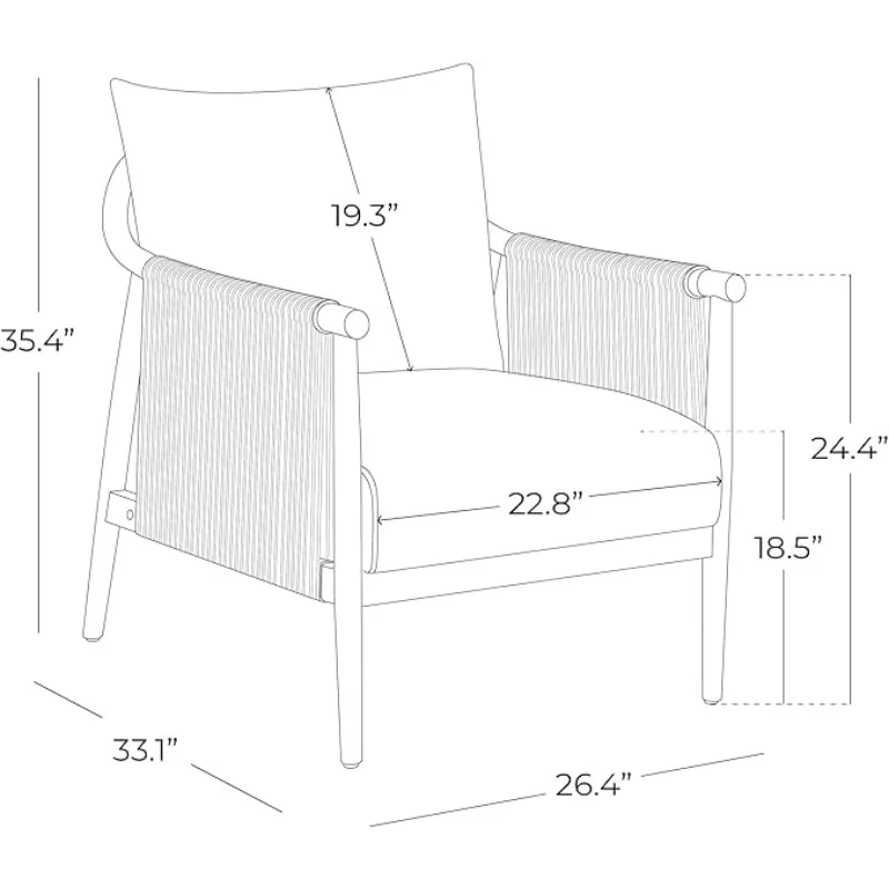 Braid Armchair, Modern Accent Chair for Living Room, Cream