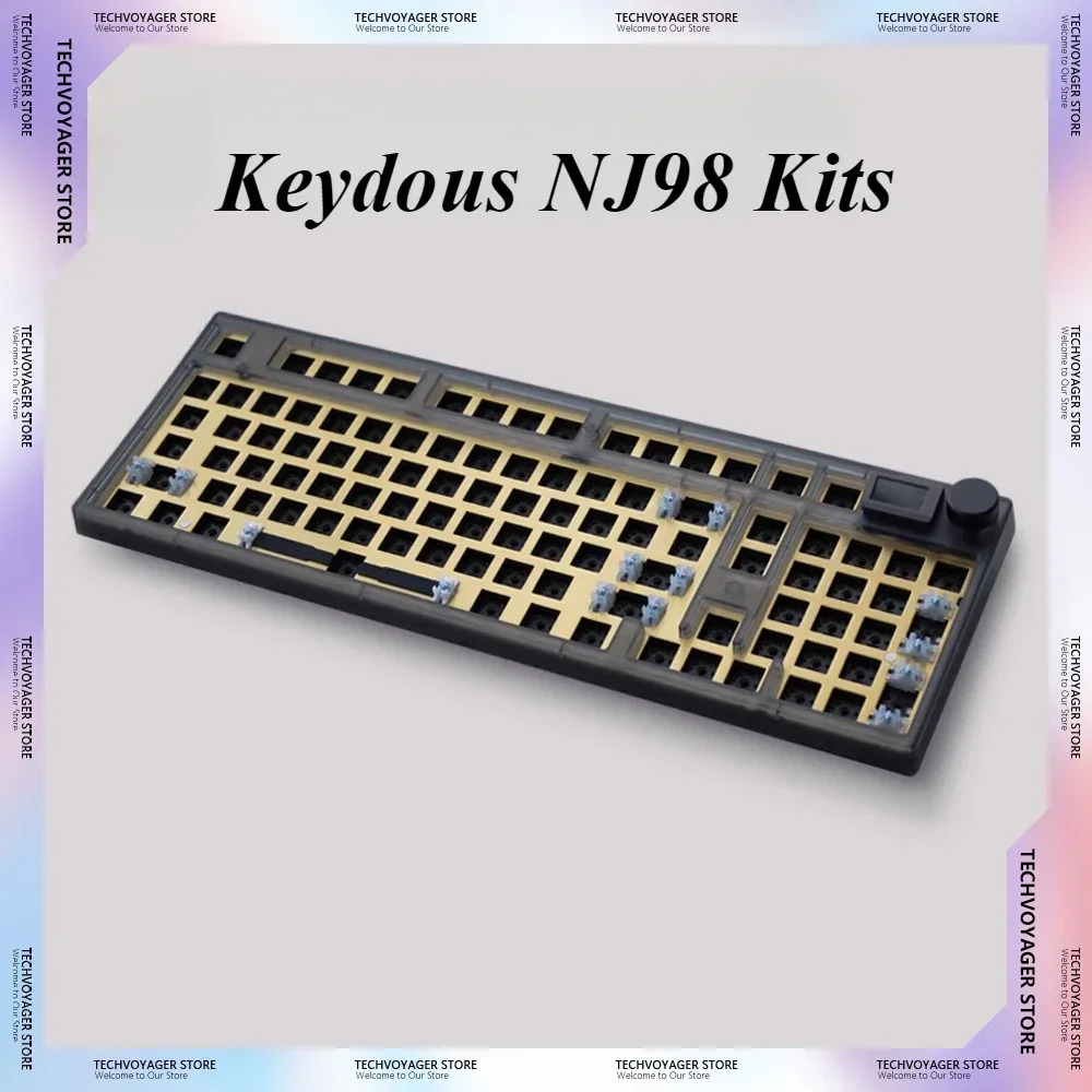 Keydous NJ98 Mechanical Keyboard kit aluminum brass knob hot swap wireless Bluetooth three-mode esports office game keyboard kit