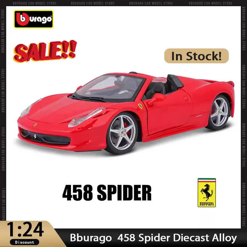 

Новинка в наличии 1:24 Bburago 458 Spider 488 GTb Pista Sf90 Stradale автомобиль из сплава, миниатюрные литые украшения, игрушки на заказ, подарок для детей
