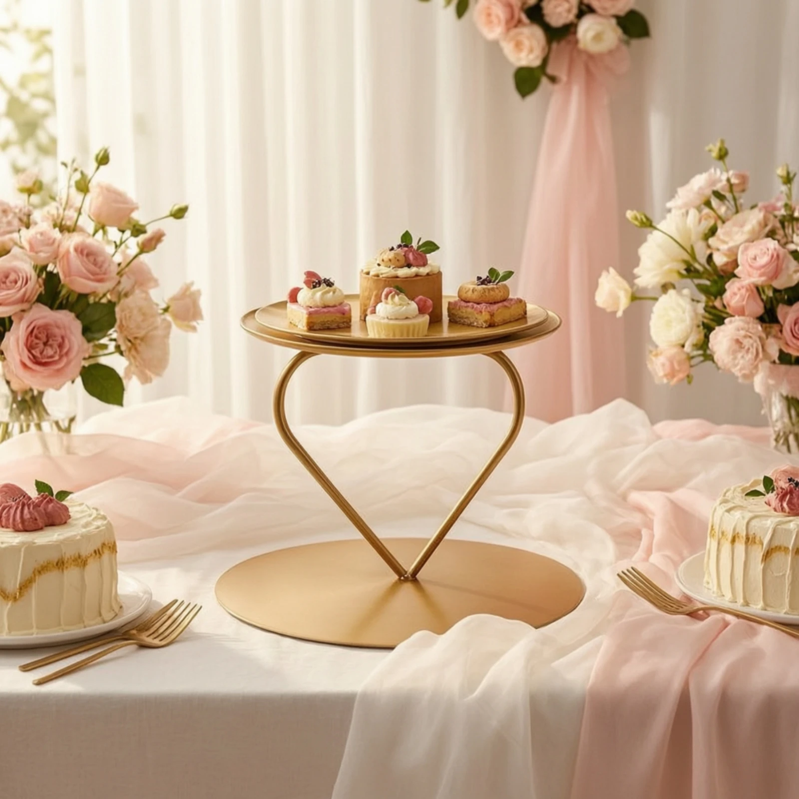 Cake Stand with Heart Frame Detachable Two-Tier Dessert Display Stand Stable Easy to Disassemble for Party Hosts, Parties