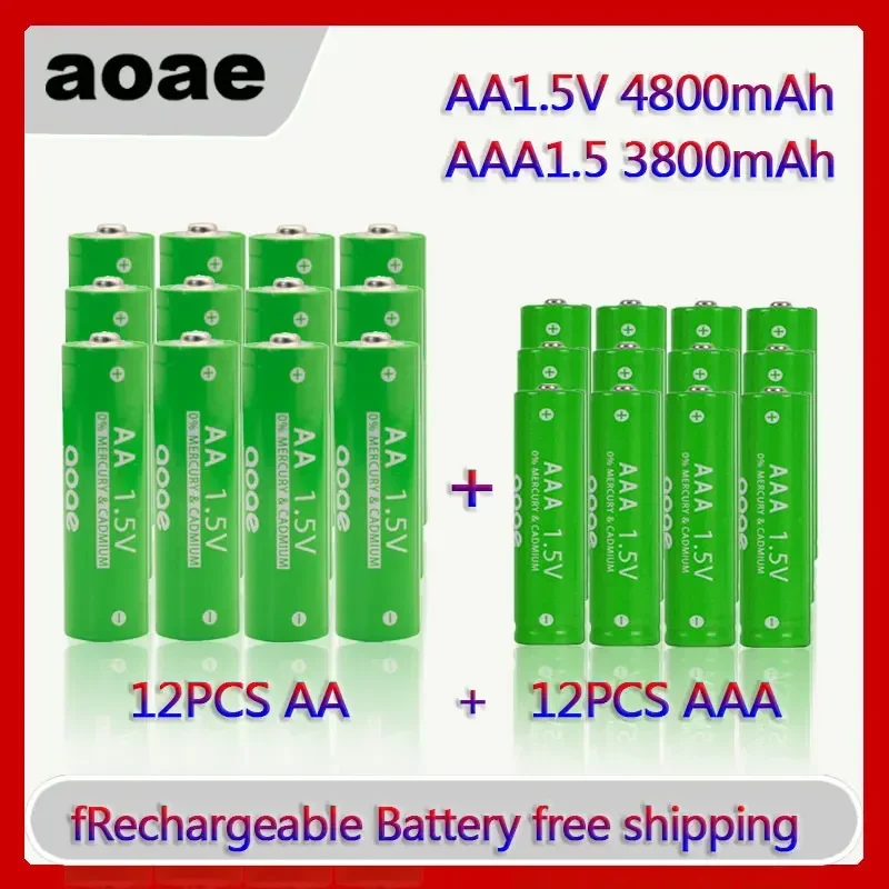 Alkaline 3800mAh aaa rechargeable battery 1.5V aaa and aa rechargeable battery charger 4800mAh aa rechargeable battery