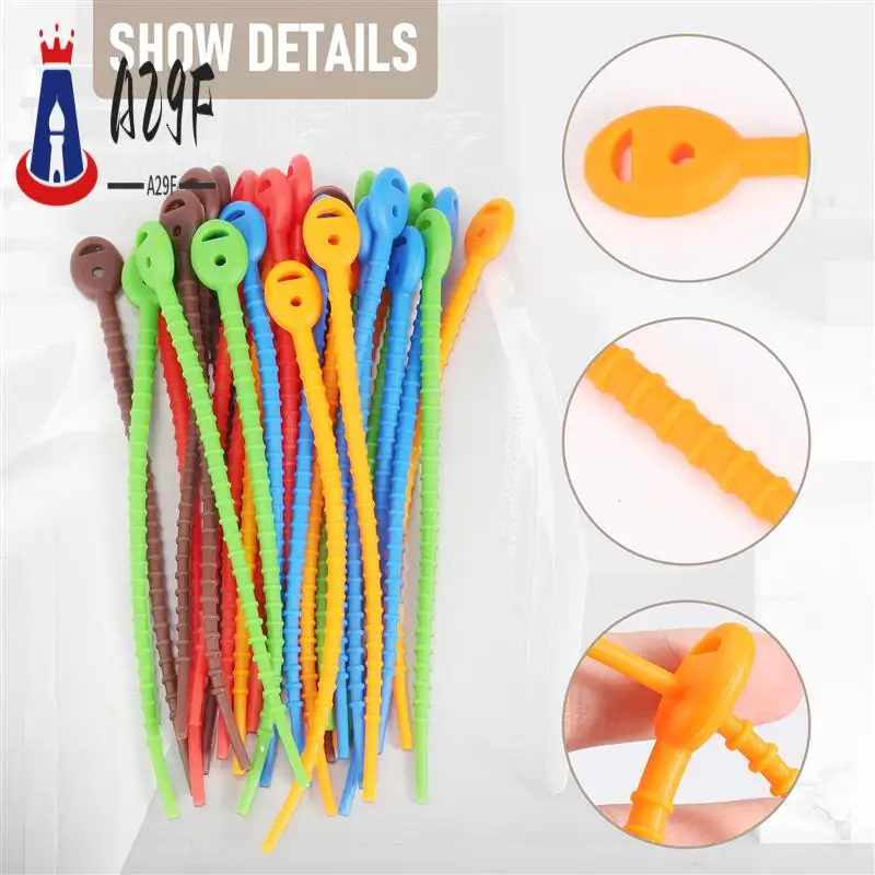 

A29F-Silicone Cable Ties,Durable Zip Ties, Bag Seal Clips, Cable Straps, Bread Ties, Rubber Twist Ties For Home Office