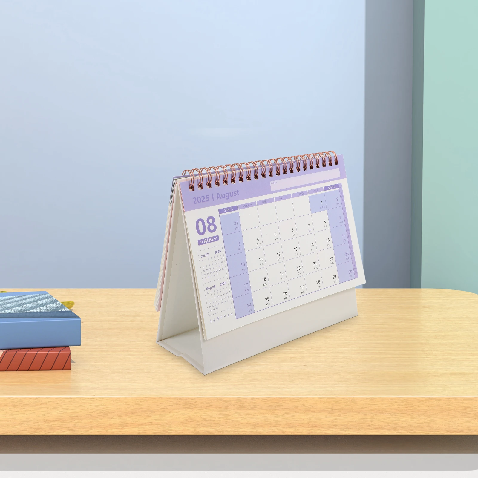 

Gold Stamping Calendar Desk Small Delicate Standing Decorative Month Aesthetic Calendars Teen Girls for Office