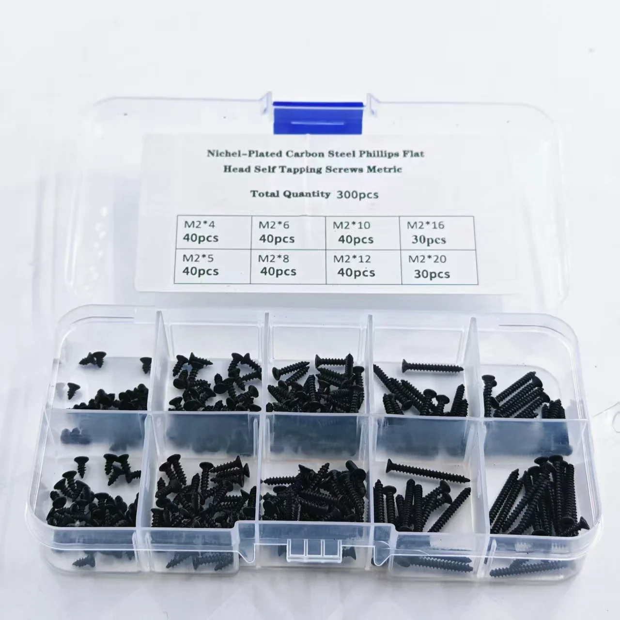 300-piece M2 self-tapping screw set in various sizes and styles -appliance assembly including convenient storage boxes