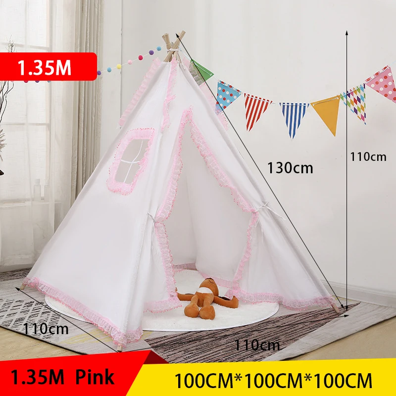 Children's Tent Teepee Tent For Kids Portable Tipi Infantil House For Children Cabana Kids Tents Decoration Carpet LED Lights