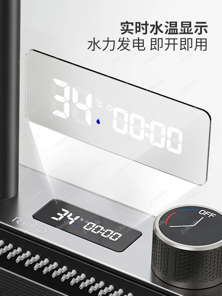 *Feiyu Waterfall Digital Display Kitchen Large Single Slot Embossed Household Stainless Steel Thickened Multifunctional