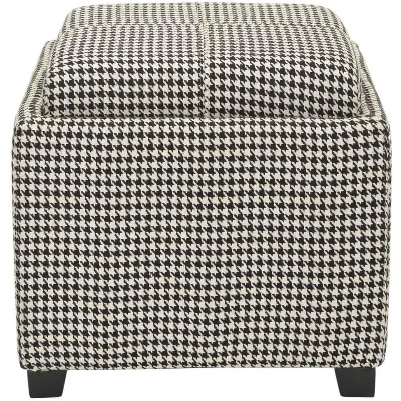 Collection Harrison Black/ White Gingham Single Tray Square Foot Rest Storage Ottoman