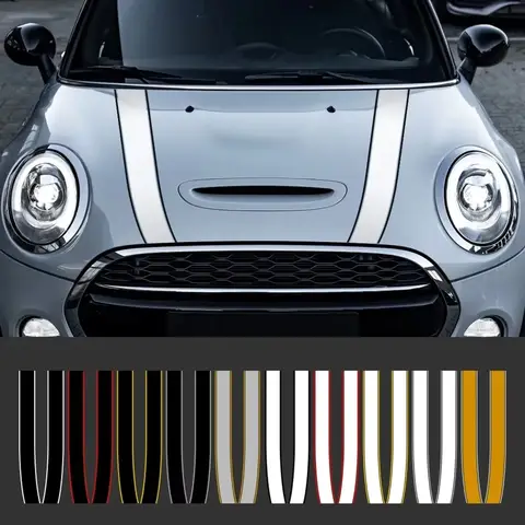 미니 쿠퍼 S JCW R55 R56 R60 R61 F54 F55 F56 F60 자동차 스티커 엔진 후드 보닛 줄무늬 데칼 컨트리 맨 액세서리 장식