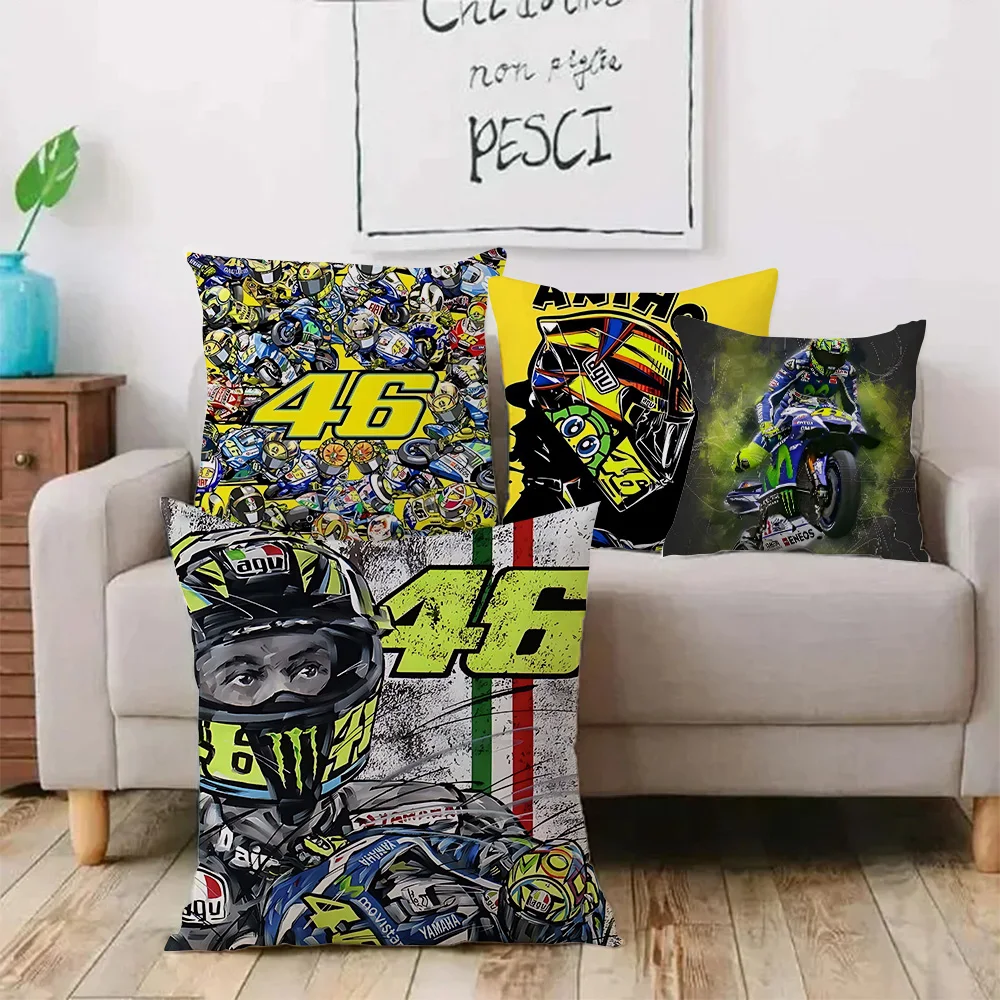 V-Valentino R-Rossi 46 Pillow Covers Cartoon Sofa Decorative Home Double-sided Printing Short Plush Cute Cushion Cover